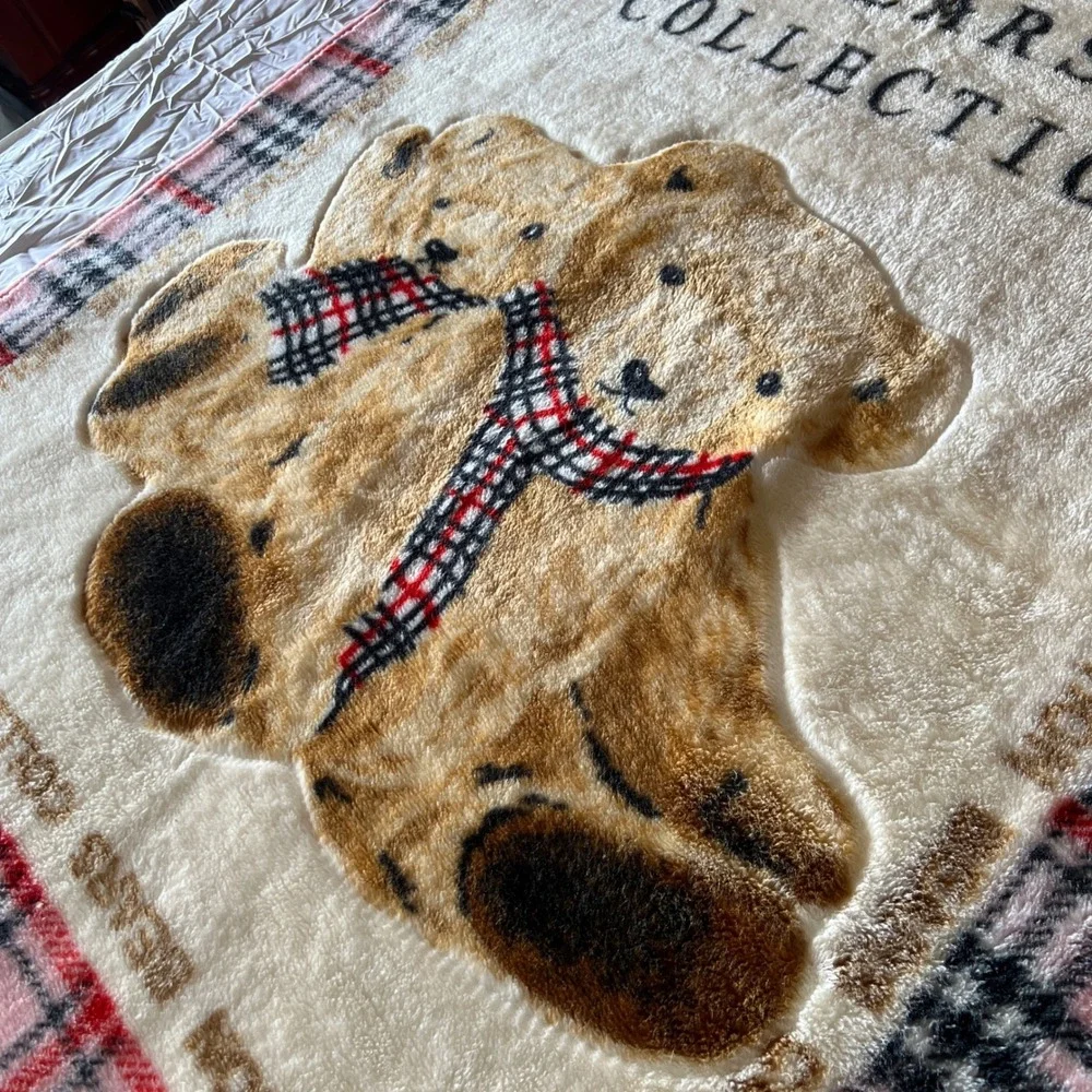 Aya‎ Baby Fleece Blanket Teddy Bears Plaid Retro Thick Polo Sporty Vintage